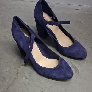 Via Spiga Navy Suede Heels